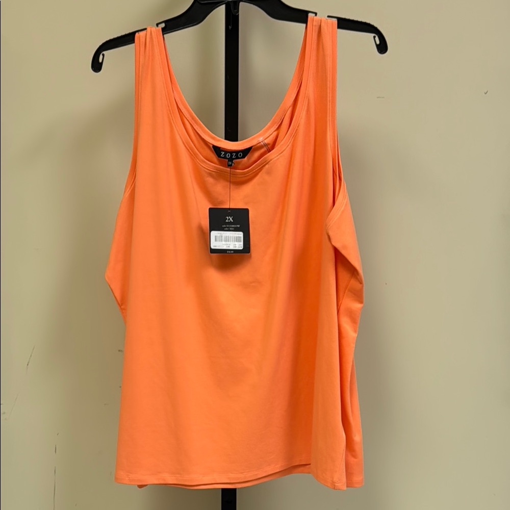 Vibrant Orange Relaxed Sleeveless Tank Top